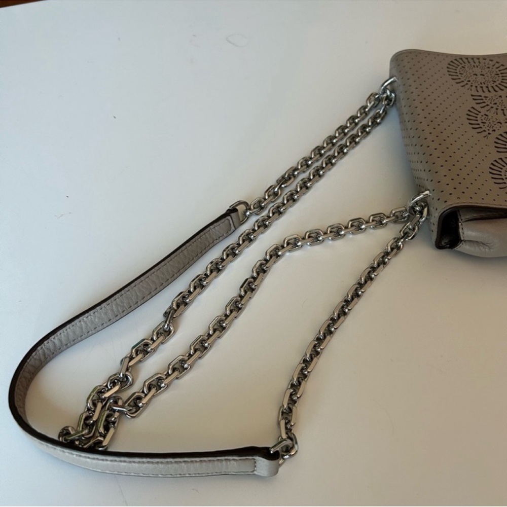 Tory Burch Perforated Leather Crossbody Bag in Gray - Picture 3 of 7